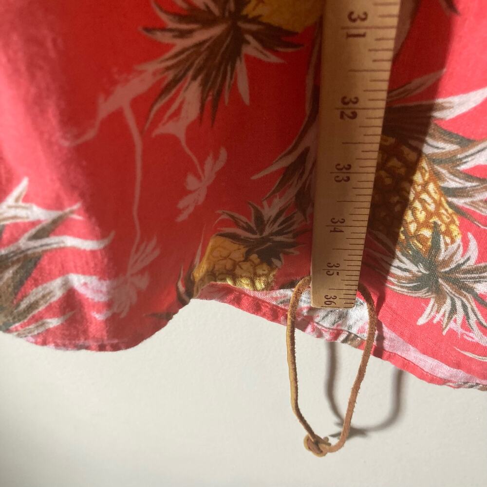 Old Navy Linen Blend Pineapple Tropical Print Shirt Dress Medium Beach Vacay - Picture 10 of 11